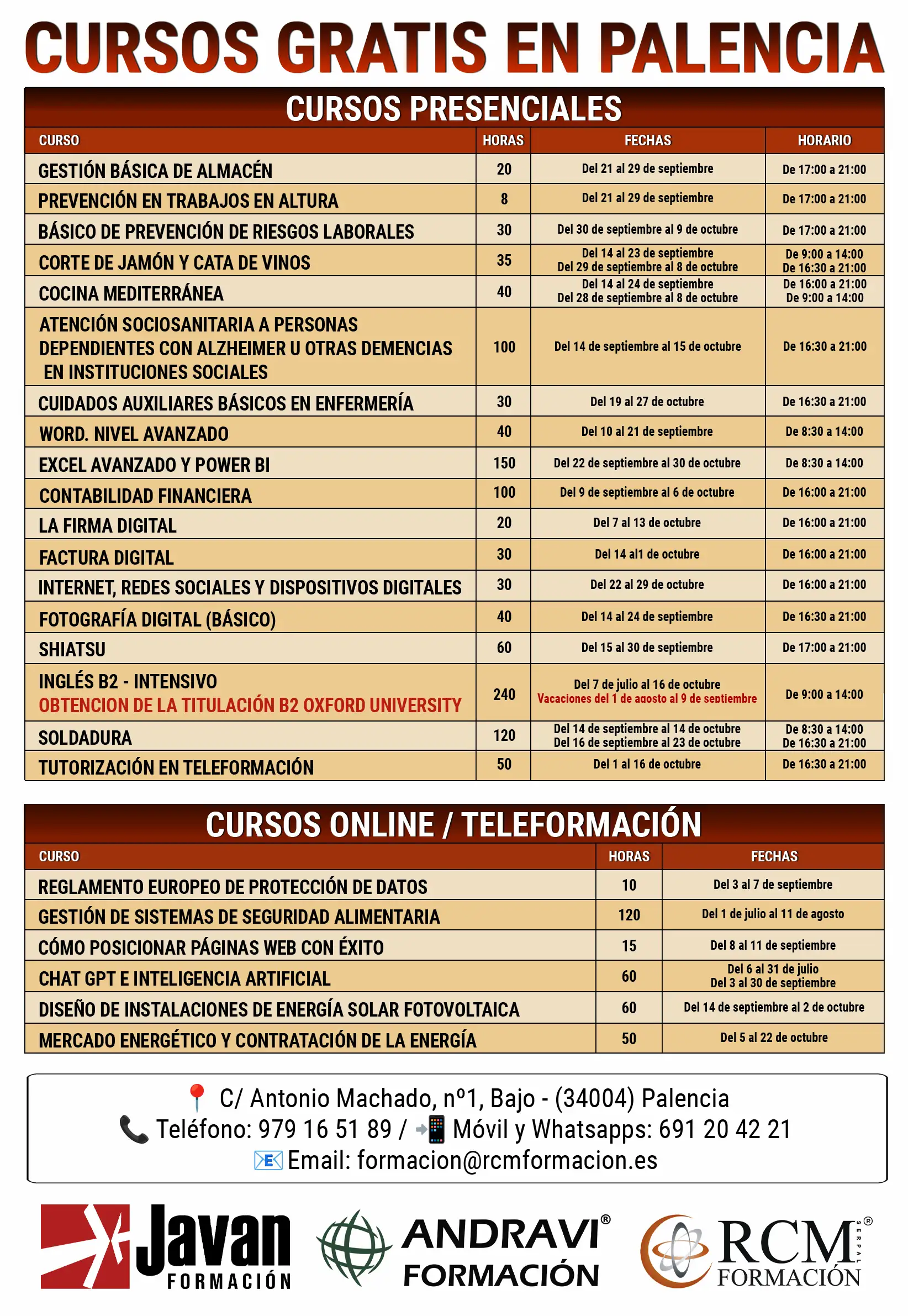 CURSOS GRATIS EN PALENCIA 2026