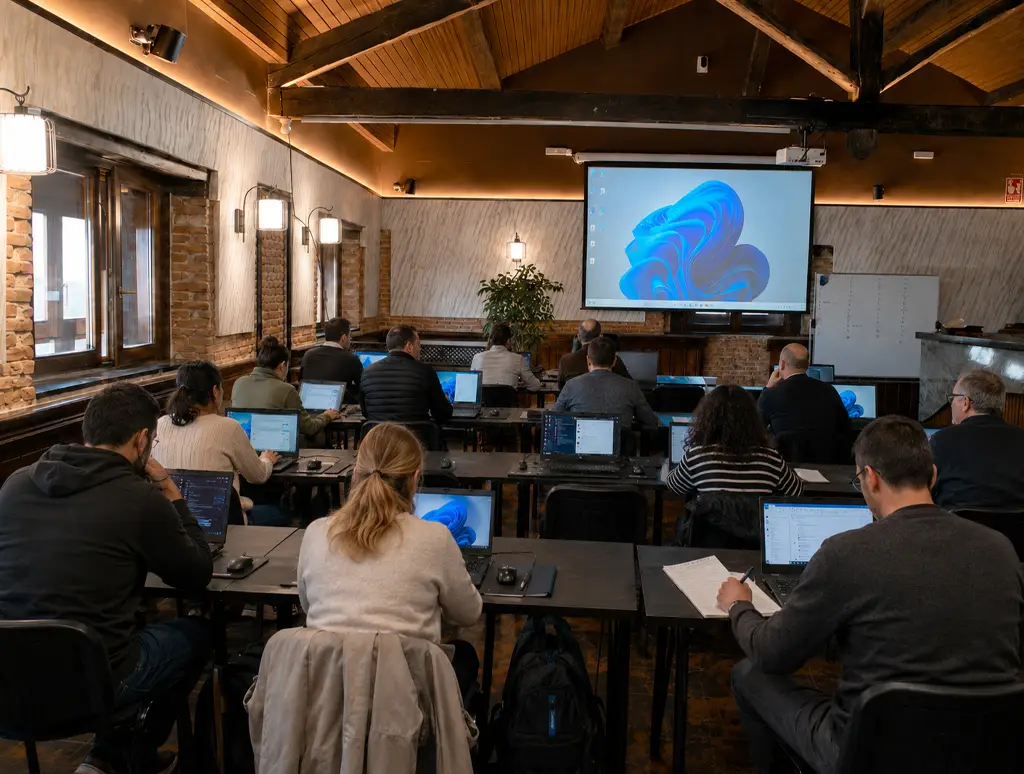 Alumnos adultos en un aula de informática de JAVAN Formación en Palencia