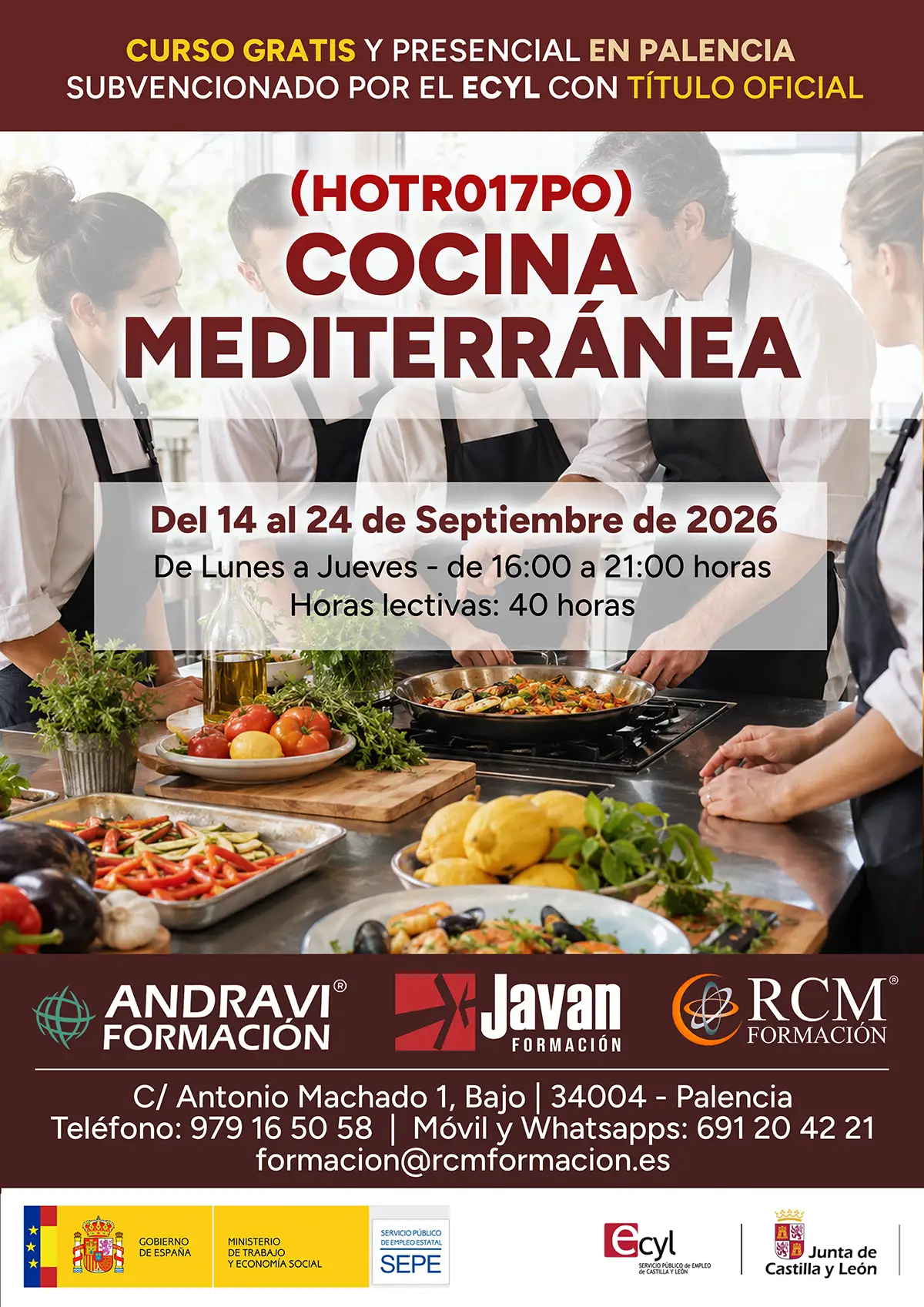 Curso gratis en Palencia de Cocina mediterránea
